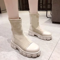 black sock boots women 2021 high quality brand new punk gothic shoes ankle boots platform shoes women white sock boots
