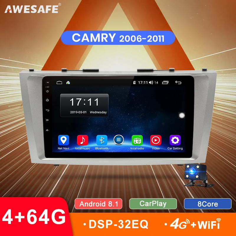 AWESAFE 2 Din 4 + 64 Гб автомобильное радио 9 &quotHD мультимедийный плеер GPS сенсорный экран