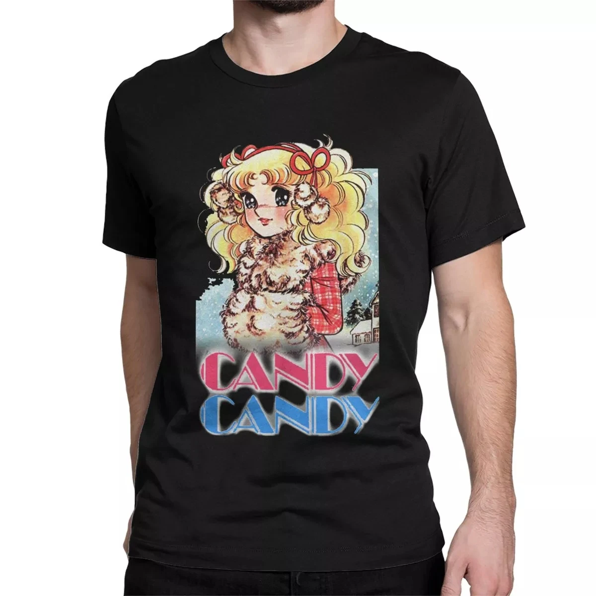 

Men Women Candy Candy Logo T Shirts Anime 80s Kawaii Manga Cotton Tops Casual Short Sleeve O Neck Tee Shirt Classic T-Shirts
