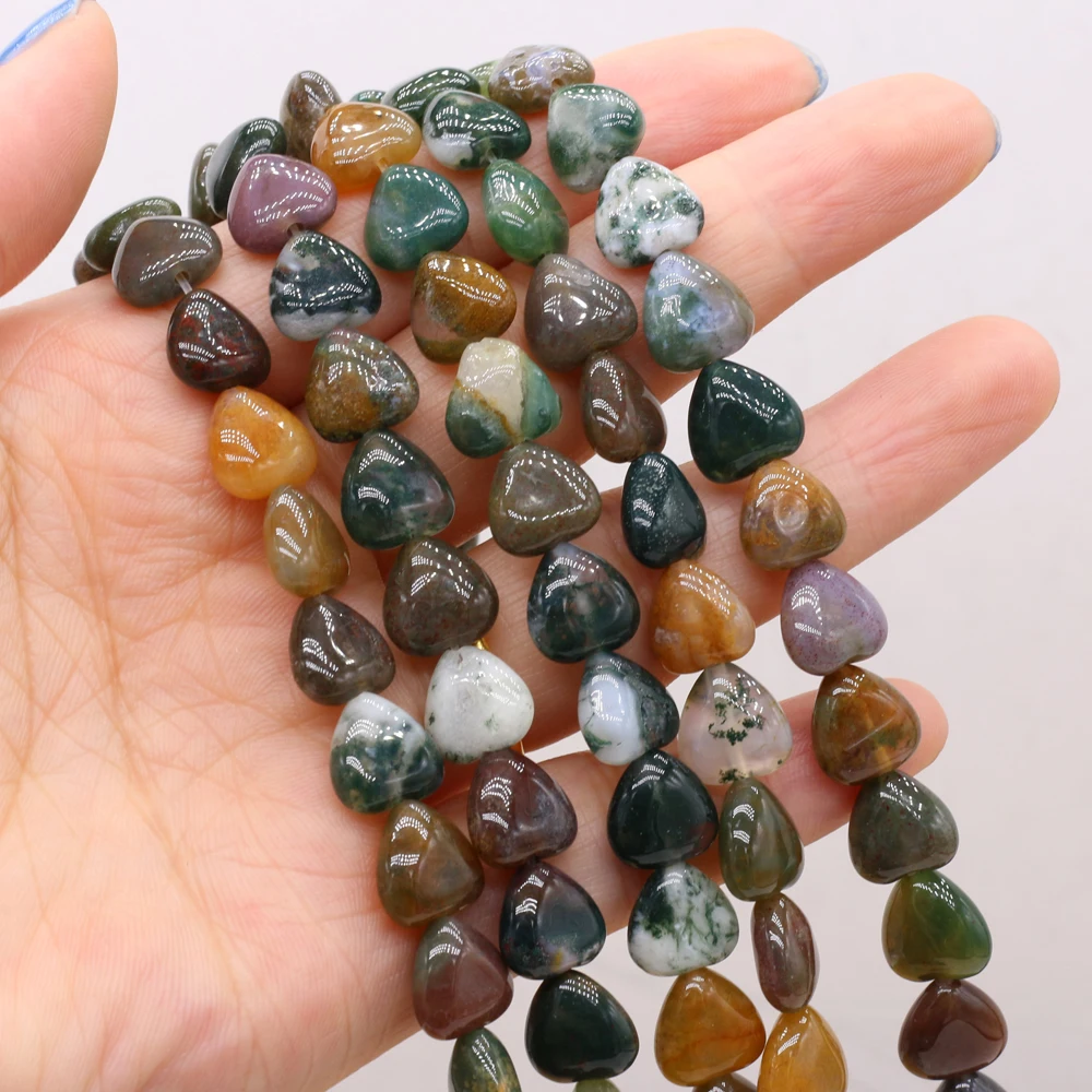 

10x10x5mm Natural Aquatic Agates Beades Heart Shape Natural Stone Loose Beaded for Women Making Necklace Bracelet Accessories