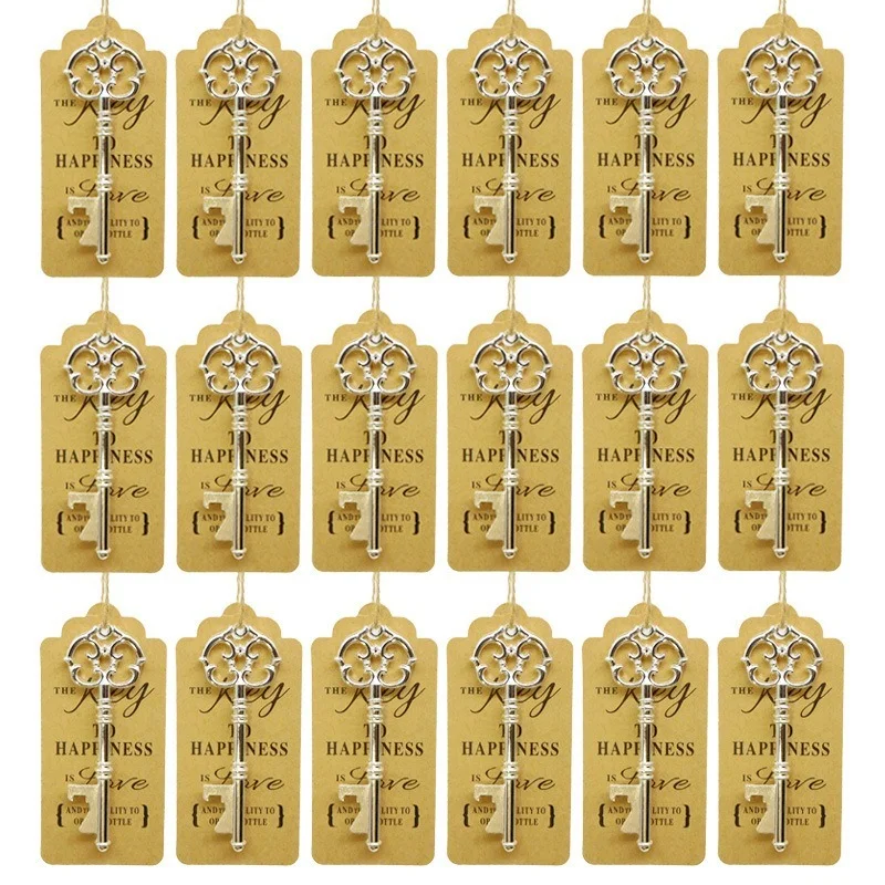 

20 Pack Key Shape Bottle Opener Wedding Favors for Guests Vintage Decoration Pendant Two Colors Available Beer Opener Party Gift