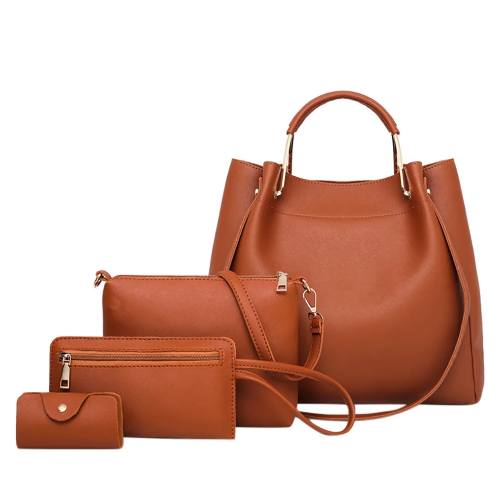 Комплект из 4 женских сумок модная женская сумка однотонная кожаная четырех