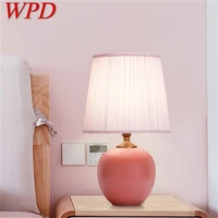 wpd touch dimmer table lamp ceramic pink desk light contemporary decoration for home bedroom