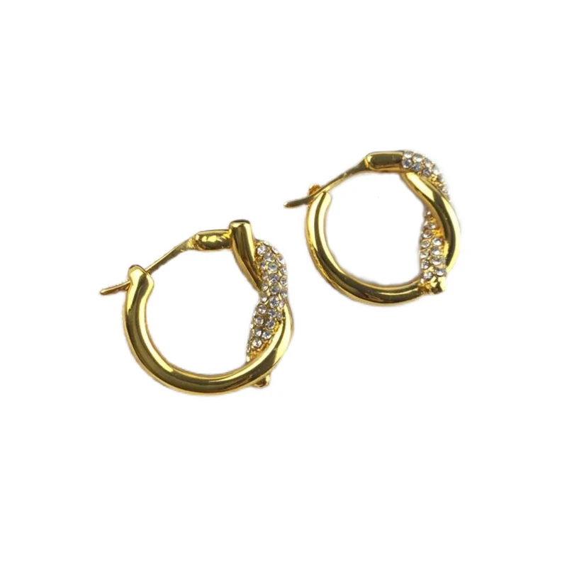 

Europe and the United States cold wind-encrusted knotted ring earrings