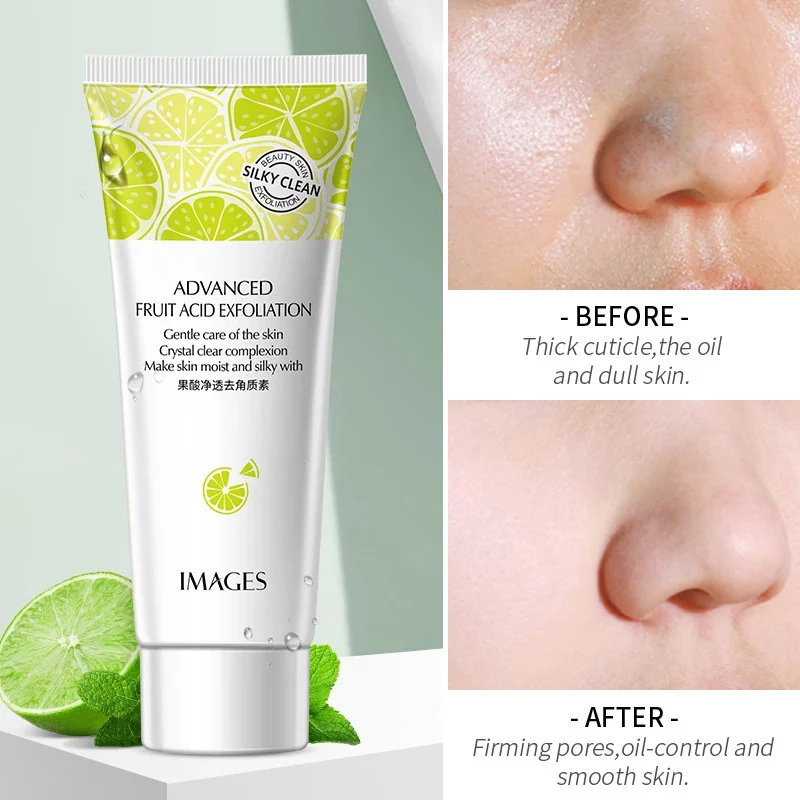 Organic Friut Acid Facial Exfoliator Body Scrub Peeling Cream Face Gel Clean Dirt Dead Shrink Pores Lemon 80g |