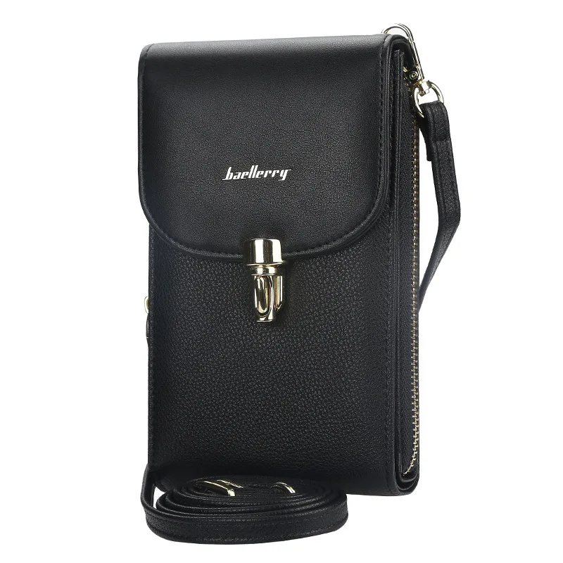 

Wallet Women 2021 New Ladies Mobile Phone Bag with Strap Leather Female Large Capacity Lychee Crossbody Bag Zipper Shoulder Bag