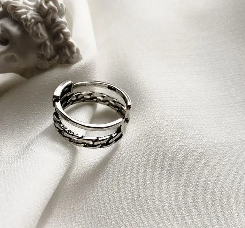 Кольцо из тайского серебра S925 пробы открытое в японском и корейском стиле|Кольца|