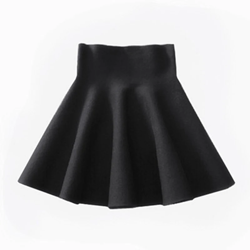 

Spring Autumn New Women Skirt Knitting Woolen Midi Skirt Ladies High Waist Casual Pleated Elastic Flared Skirts Womens