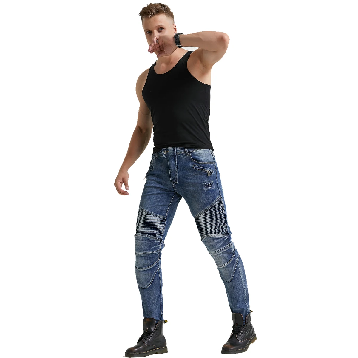 Ветрозащитные мужские мотоциклетные брюки облегающие хлопковые для езды на