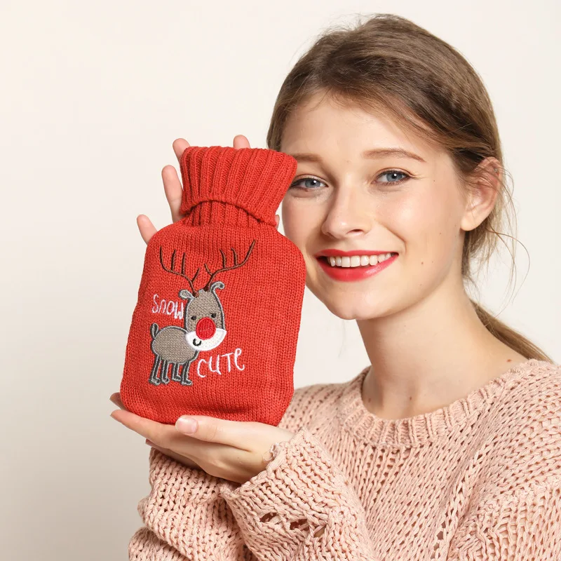 

Water-filling Hot-water Bag for Female Warm Belly Hands Elk hot water bottle water injection warm water bag hand warmer Knitted