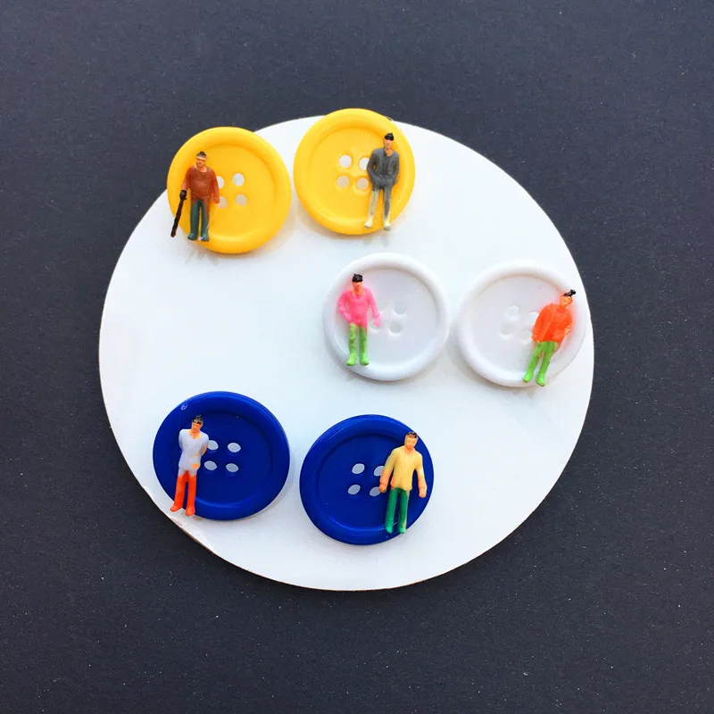 Серьги гвоздики в японском стиле Харадзюку большие разноцветные винтажные