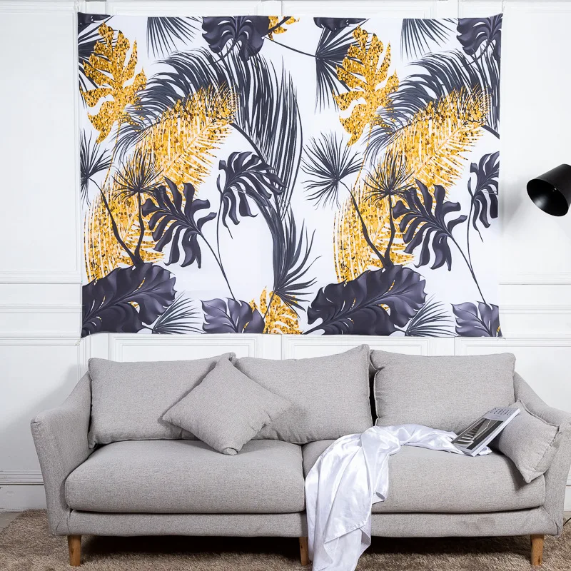 3D гобелен с изображение листьев тропические растения стене висит в богемном
