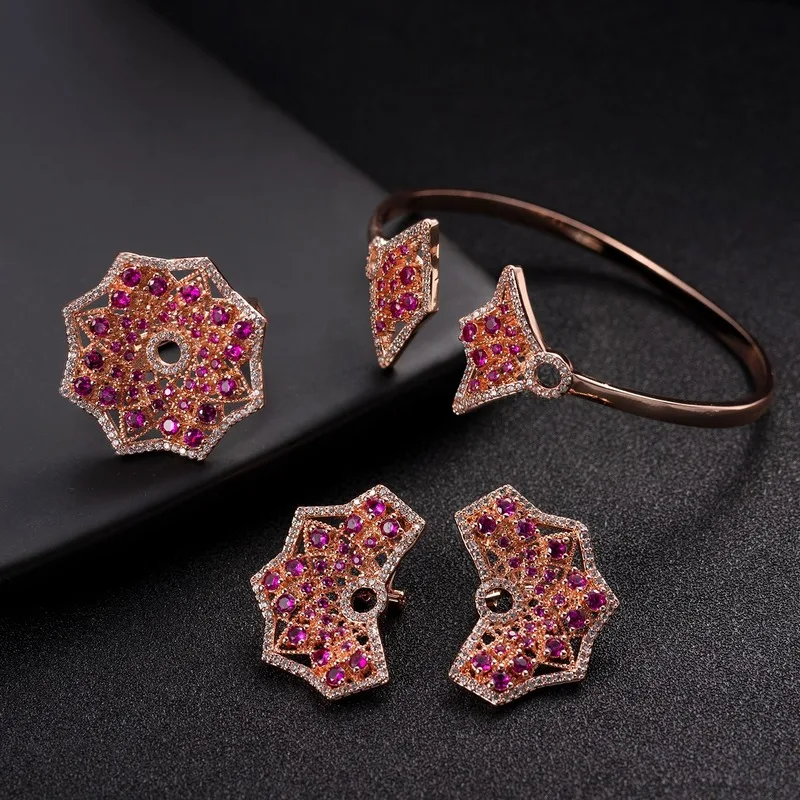 Креативный цветок искусственное кольцо полный микро кубический цирконий паве