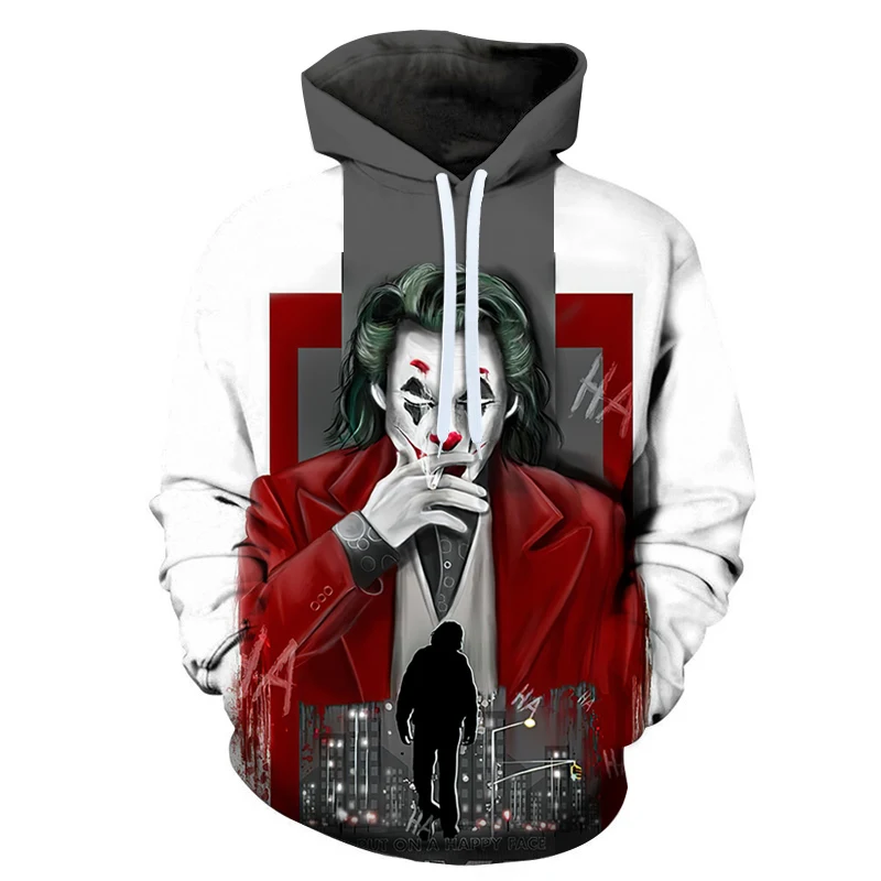 Новинка толстовка с 3D джокером Толстовка для мужчин и женщин пуловер капюшоном