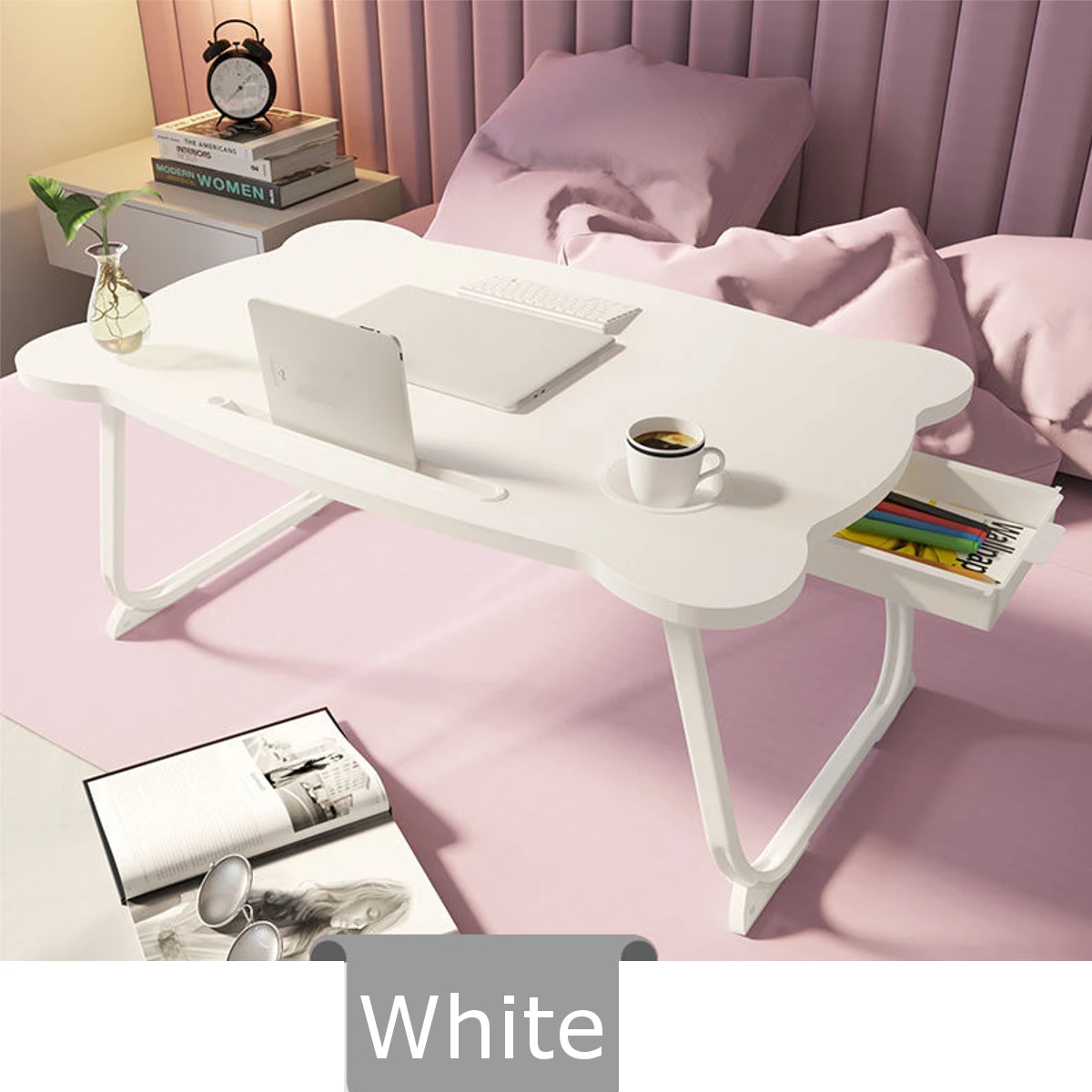 

Multi-functional Folding Laptop Stand Holder Study Table Desk Wooden Foldable Computer Desk for Bed Sofa Tea Serving Table Stand