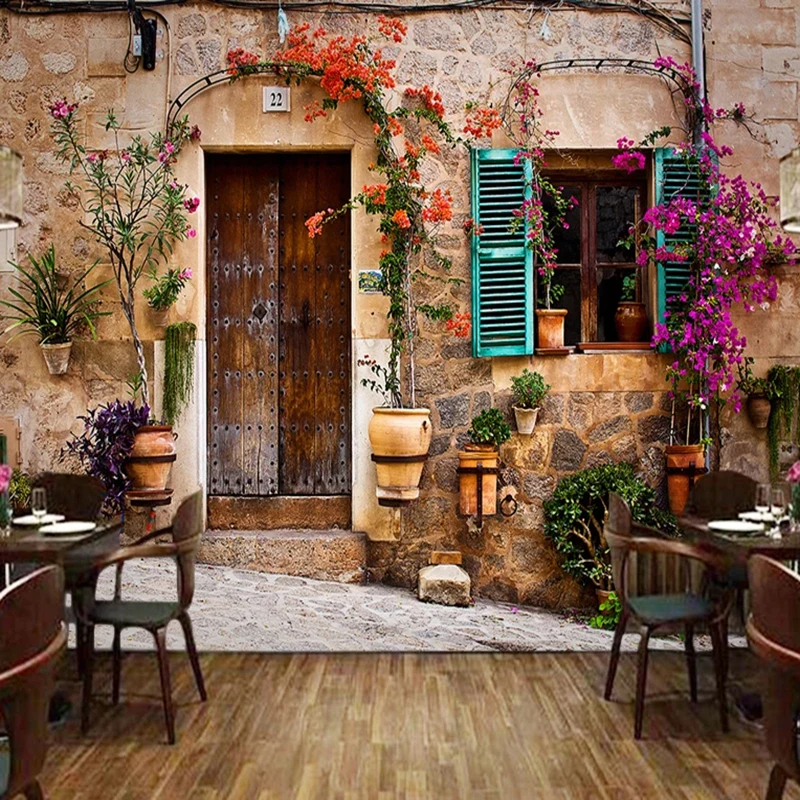 Пользовательская 3D фото настенная Бумага Европейский уличный вид Ретро