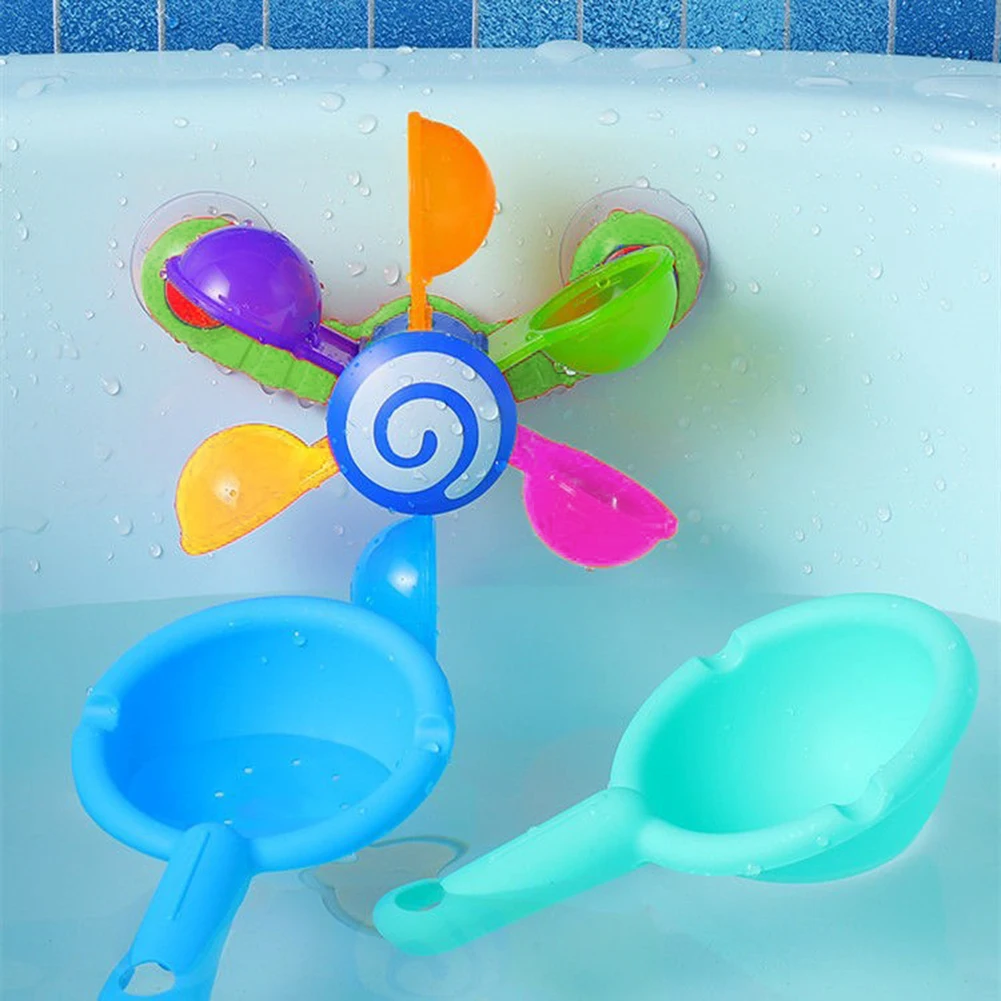 Colorful Waterwheel Bathing Sucker Bathtub Water Spray Play Set Shower Sprinkler Toy Baby Bath Toys For Kids Toddler Children