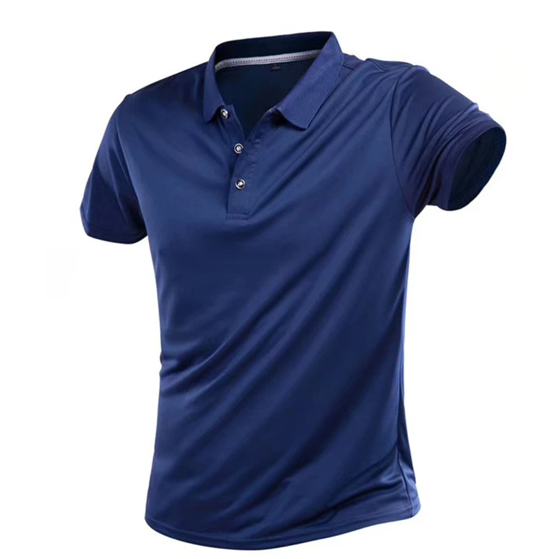 

Summer Quick Dry Casual T Shirt Men Breathable Solid Short Sleeve Turn-Down Tops Sportswear Fitness Jerseys Golf T-Shirts 4XL