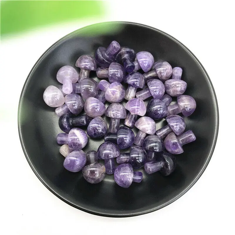 

Natural Amethyst Purple Quartz Mushroom Shaped Crystal Polished Stone Gift Decor Natural Stones and Minerals
