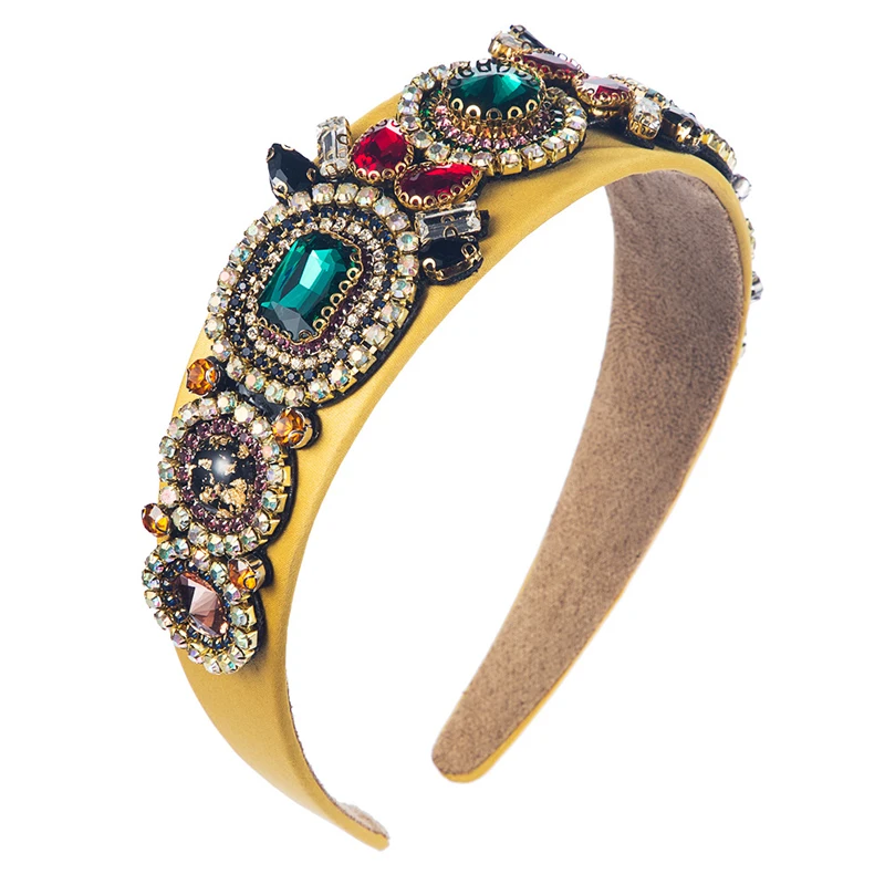 

European And American Hot-Selling Women Color Adult Headband Baroque Palace Style Ins Headband With Rhinestone Flowers