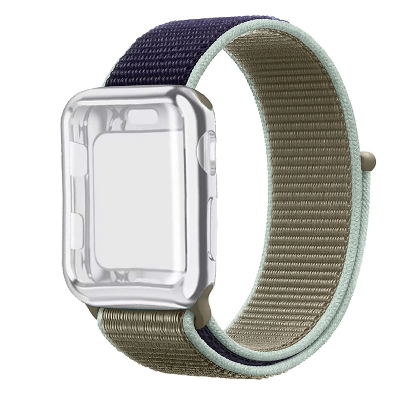 Спортивный ремешок+ чехол для Apple Watch 38 мм 42 мм 40 мм 44 мм iWatch 5 4 3 2 спортивный Браслет Apple watch 4 чехол Защита экрана - Цвет ремешка: Khaki