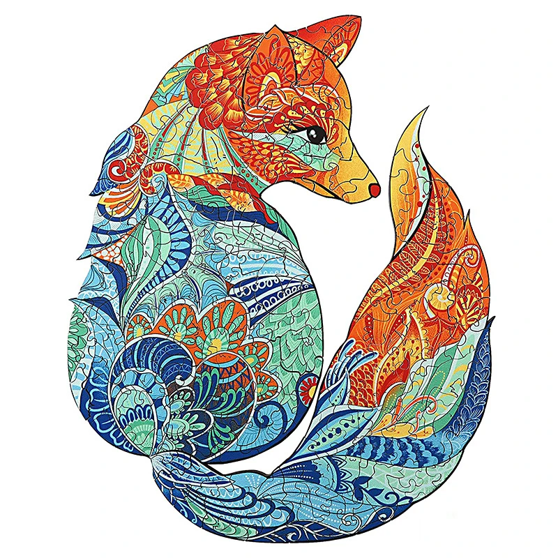 

Long Tail Wooden Fox Puzzle Unique Animal Shape Educational 3D Puzzle Toys Family Game Children Festival Gift for Adult Kids Toy