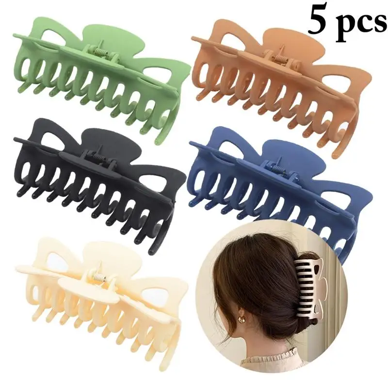

5PCS Women Hair Claw Clips Acrylic Large Hair Catch Girls Ponytail Clips Hair Jaw Clips Matte Hair Barrettes Hair Accessories