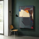 Плакат на холсте, абстрактная текстура, с геометрическими цветными блоками