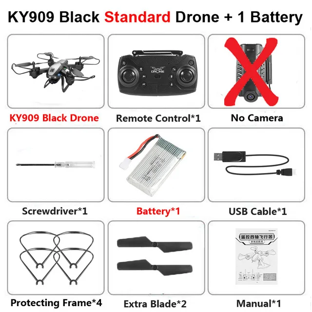 Red NoCamera KY909 RC WiFi Дрон с 4K широкоугольной WiFi HD камерой оптический поток RC складной мини Квадрокоптер Вертолет VS LF606 E58 M69 F11 - Цвет: Red NoCamera