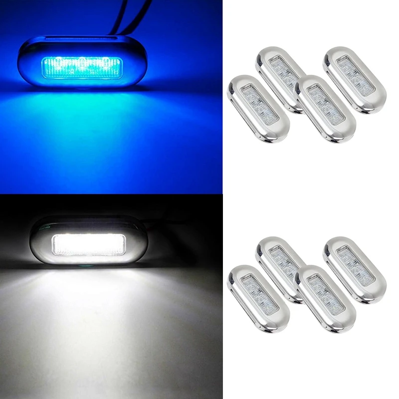 

4Pcs 12V Boat Marine Signal Lamp Clear Grade Large Waterproof LED Courtesy Lights Stair Deck