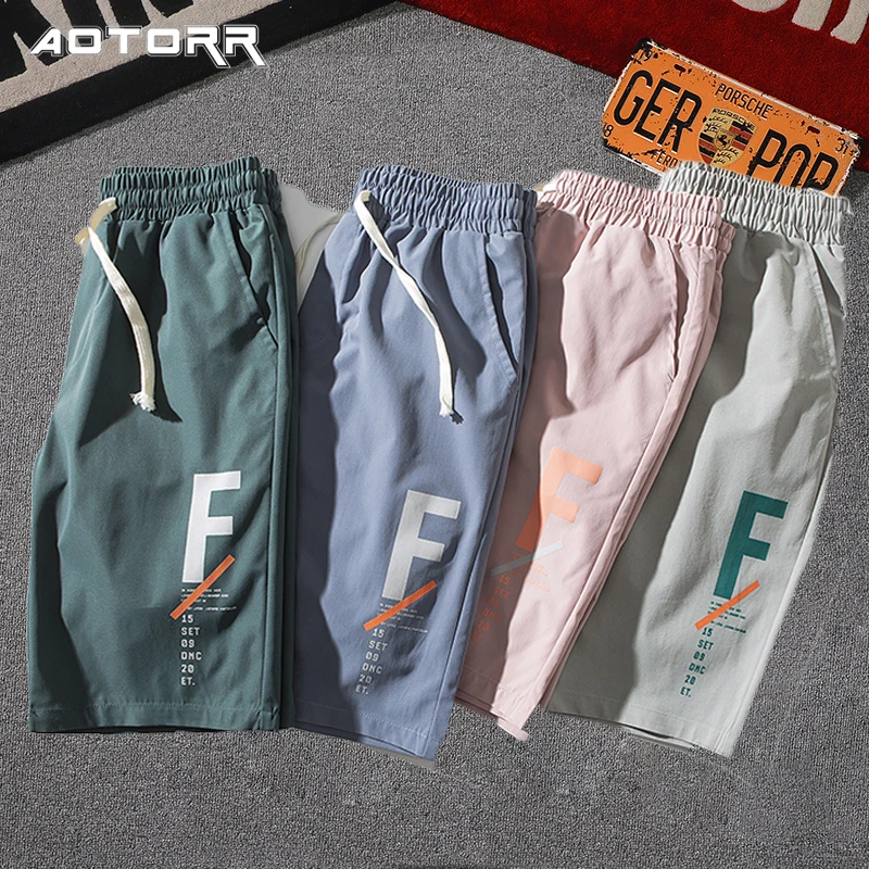 

Модные трендовые Брендовые мужские шорты, летние новые стильные мужские повседневные шорты на шнуровке с принтом, дышащие мужские шорты дл...