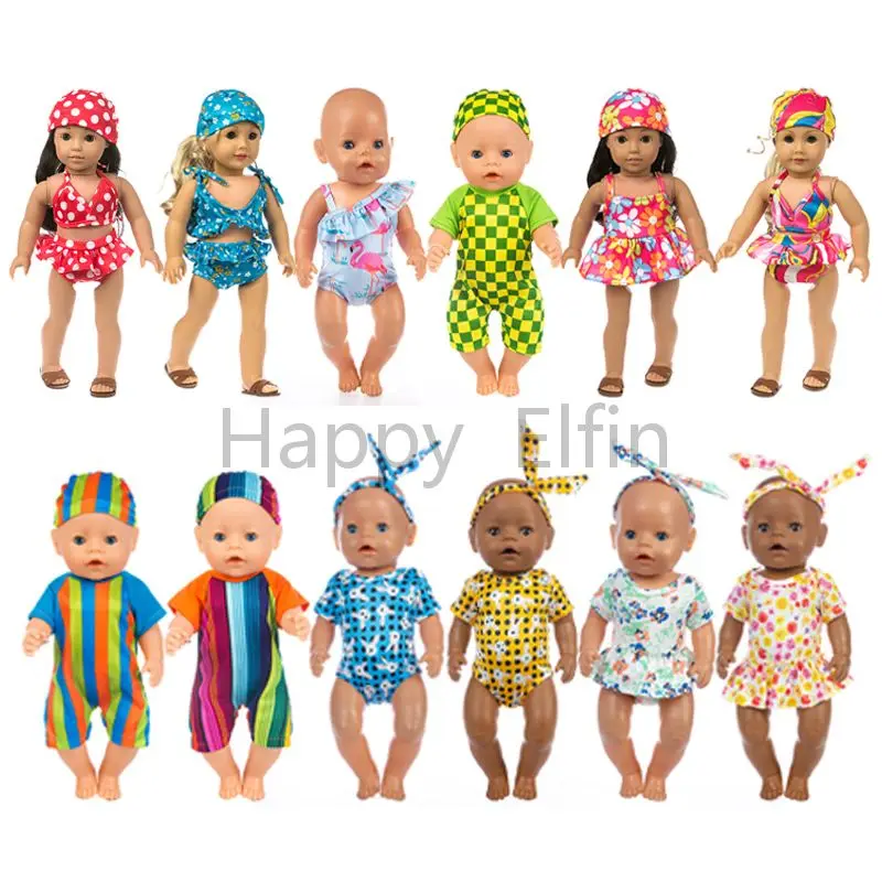 

Happy Elfin 2021 New Design Doll Clothes Swimwear Bikini Beach Bathing Clothes Accessories forBaby Doll Toy Best selling
