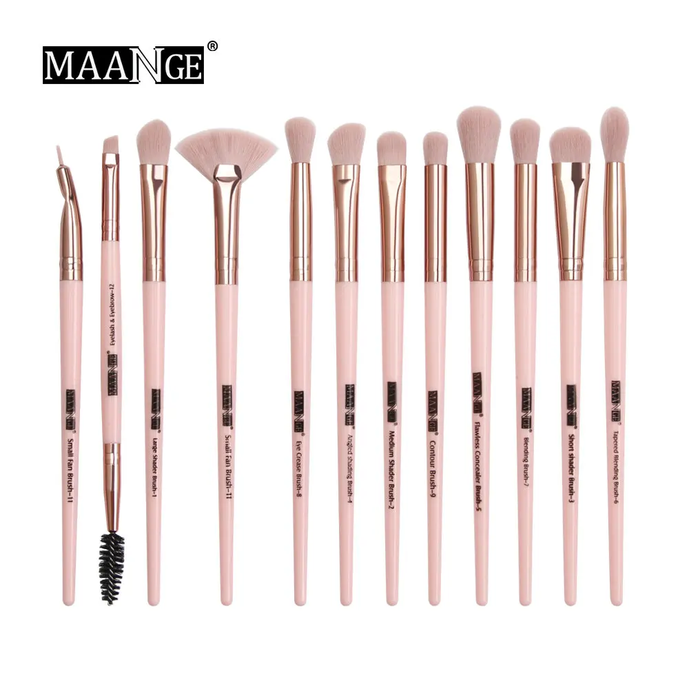 12PCS FJ MAANGE Новые кисти для макияжа 3-12 шт профессиональное смешивание кисточка для век для макияжа Набор косметический - Handle Color: 12PCS FJ