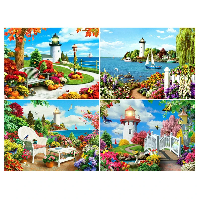 

Diy 5d Full Diamond Embroidery Scenery Mosaic Diamond Painting Garden Flowers Handmade Furniture Decoration Hobby Gifts