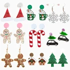 Модные рождественские серьги для женщин и девочек, геометрические блестящие акриловые висячие серьги с динозавром, снеговиком, украшения для вечеринок, рождественские подарки
