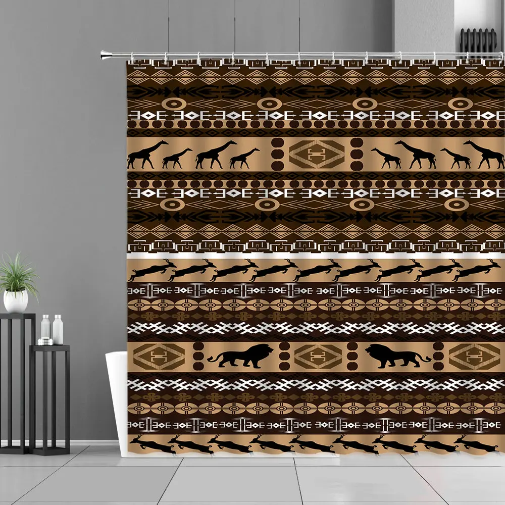 

Geometric Shower Curtain Black And White Four-Pointed Star Printing 3D Bathroom Decoration Curtains With Hooks Bathroom Supplies