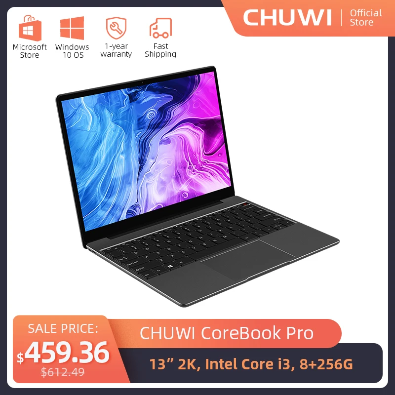 Ноутбук CHUWI CoreBook Pro 13 дюймов 2K IPS Intel Core двухъядерный 4K видео декодирование DDR4 8 ГБ 256