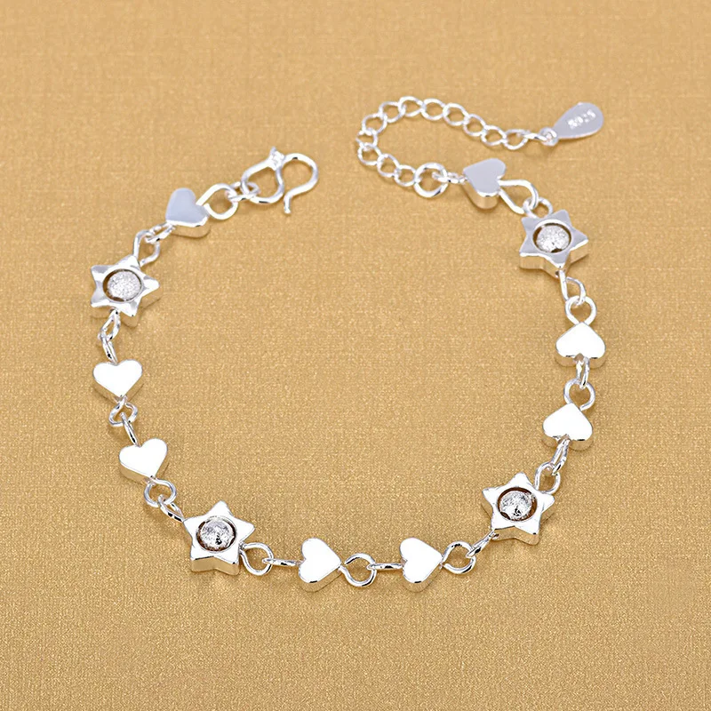 

Fashion Silver Plated Heart Star Bracelet Bohemia Summer Party Bracelet Elegant Women's Wedding Jewelry Valentine's Gift