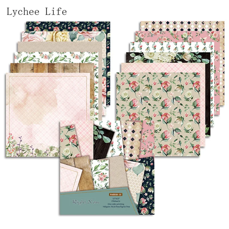 

Lychee Life 12Sheets Vintage Flower Scrapbooking Paper Packs Scrapbook Background Paper For Card Making Diy Home Decoration