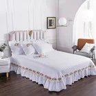 Роскошное белое хлопковое кружевное стеганое одеяло, покрывало для кровати, простыня, наволочки, наволочки, Королевский размер #
