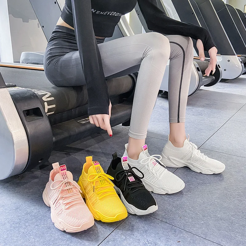 

2021 Autumn Casual Running Sneakers Woven Women's Shoes Student Running Sports Shoes Women's Breathable Athletic Footwear