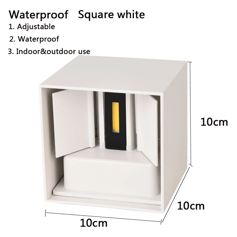 IP65 Large white IP65 светодиодный водонепроницаемый настенный светильник 12 Вт для помещений и улицы, регулируемый настенный светильник для двора, крыльца, коридора, спальни, настенный светильник - Цвет абажура: IP65 Large white