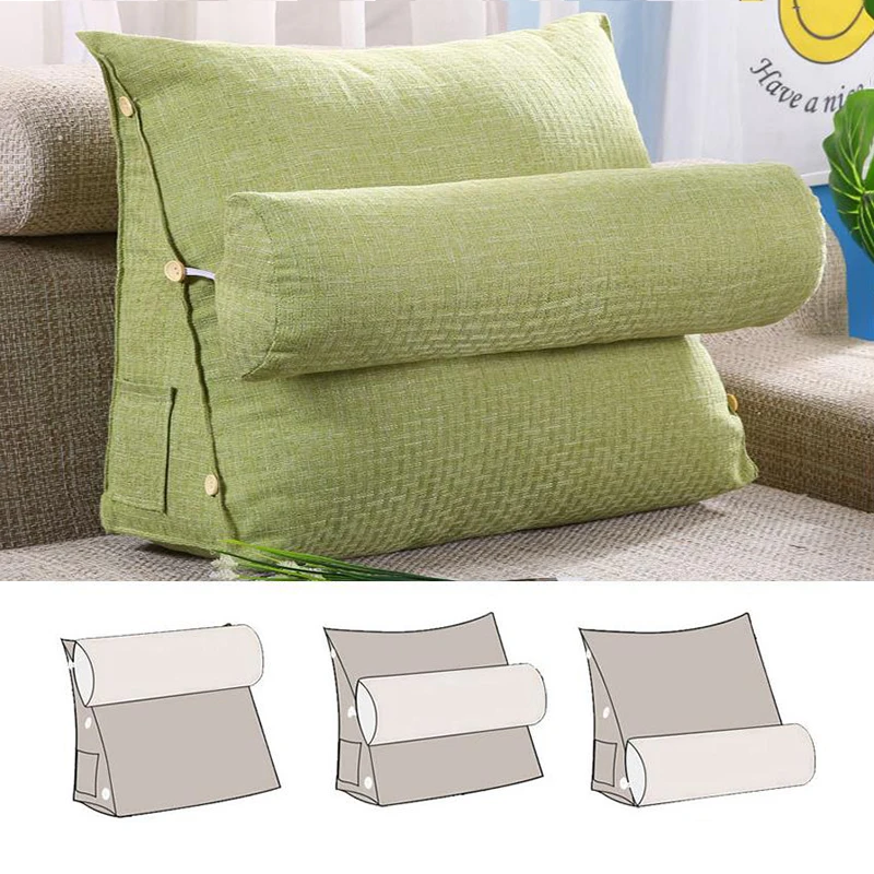 Подушка для спины с регулируемой высотой из хлопка и льна треугольная подушка