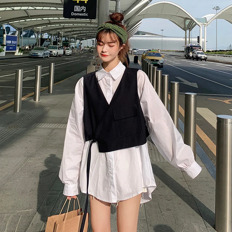 Fashion Shirt Suit Women's Spring And Autumn 2021 New Small Vest Two-piece Set | Женская одежда