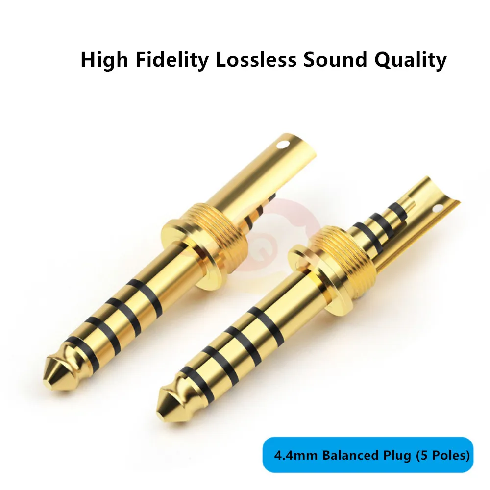 4.4mm High end Audio Headphone Plug 5 Poles Pure Copper Gold-Plated 7.2 Thread Earphone Jack Audio Wire Connectors DIY Adapter