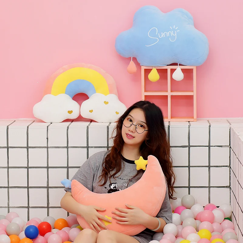 

Moon Rainbow Cloud Plush Pillow Children's Plush Toys Soft Sofa Cushion Baby Sleeping Pillow Gift