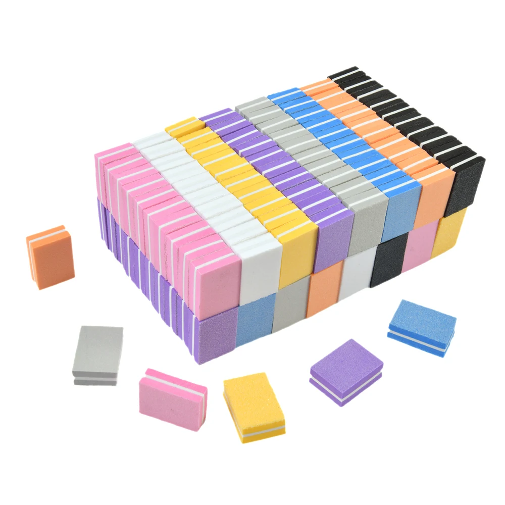 

25/50pcs lot Double-sided Mini Nail File Blocks Colorful Sponge Sanding Buffer Strips Polishing Manicure Tools