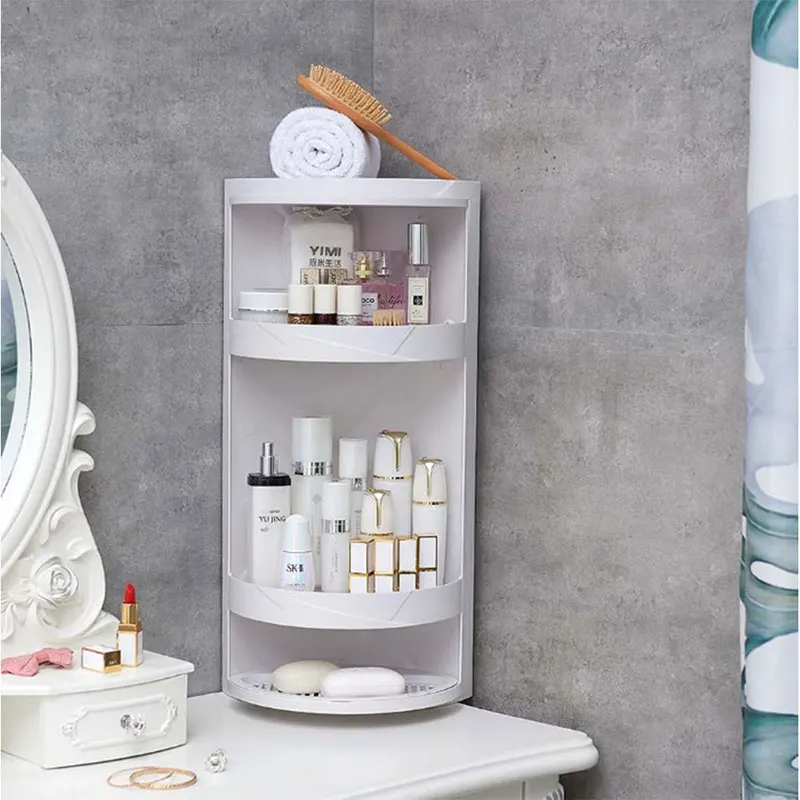 

360 Degree Rotating Bathroom Organizer Shelf Wall Mounted Shampoo Cosmetic Storage Rack Household Kitchen Bathroom Accessories
