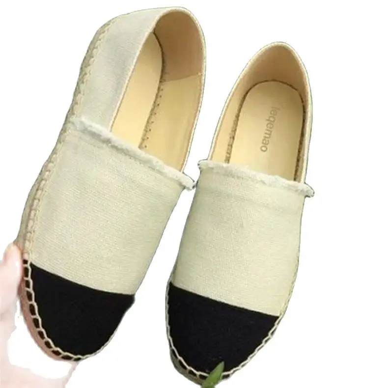 Женские холщовые эспадрильи лоферы на плоской подошве повседневная обувь