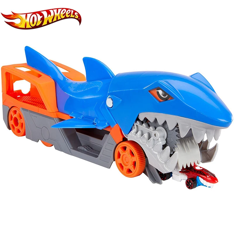 How Wheels Shark Chomp Transporter Playset мультиавтомобильный трек с машинной игрушкой синяя рыба